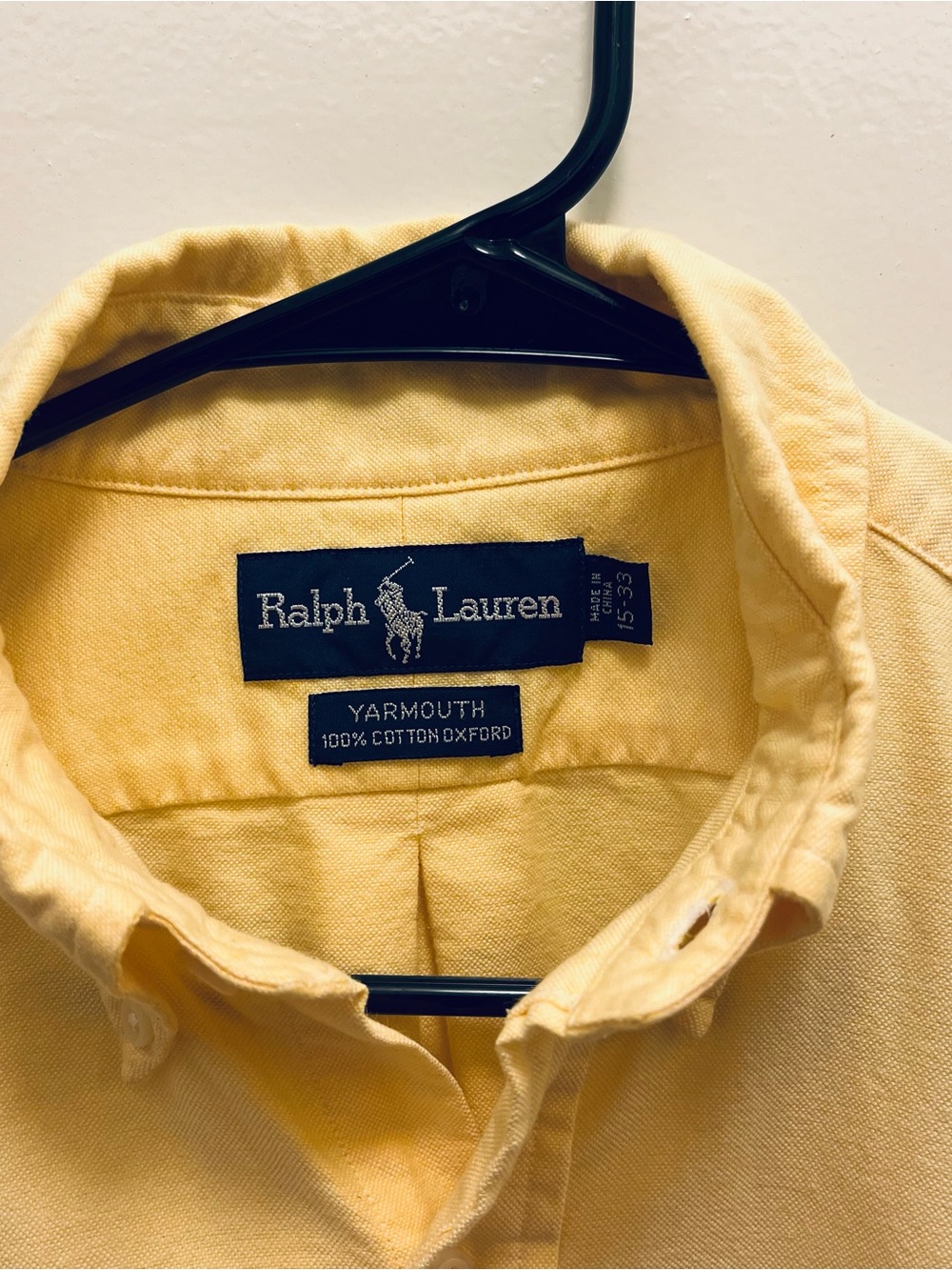Ralph Lauren Men's Pale Yellow Button-Down Yarmouth Oxford Shirt - Picture 2 of 3